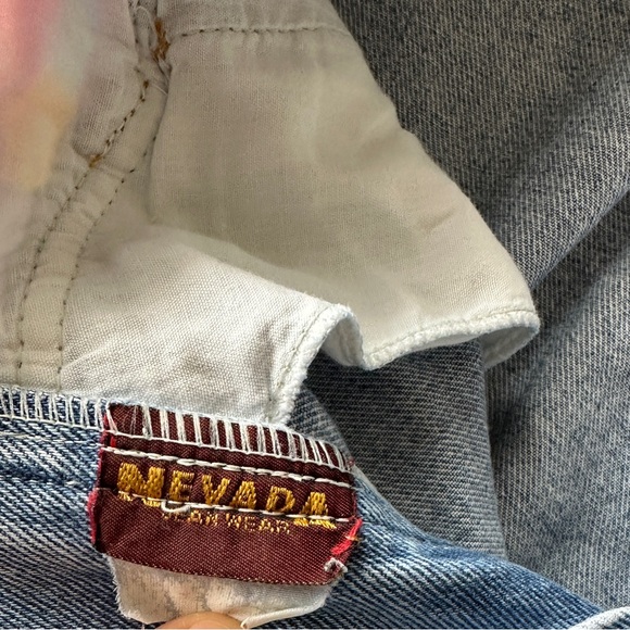 VINTAGE NEVADA LIGHT BLUE WASH JEANS PATCH EMBROIDERY COTTON TAPERED PLEATED 28 - Picture 6 of 8